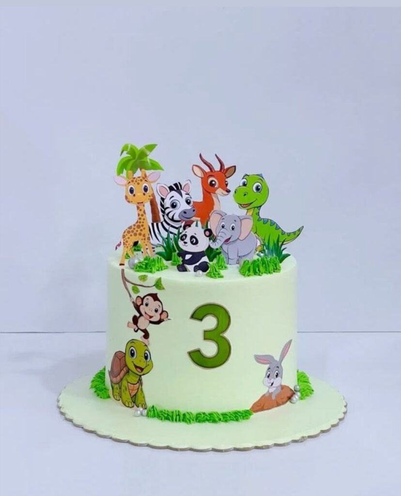Animals theme cake for kids