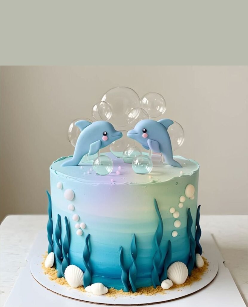 Dolphin and sea theme cake for kids