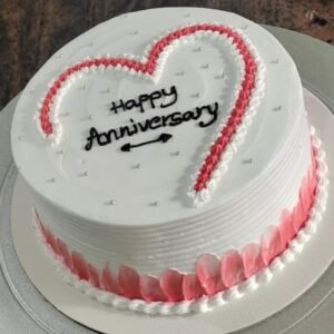 Half drawn heart anniversary cake