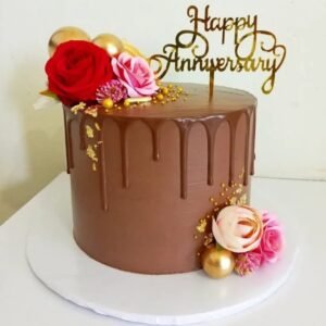 Chcolate dip cake with red roses