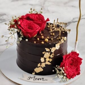 Choclate ganache cake with gold flakes
