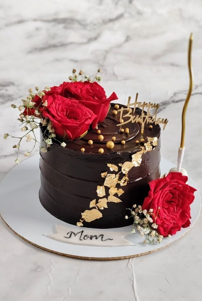 Choclate ganache cake with gold flakes