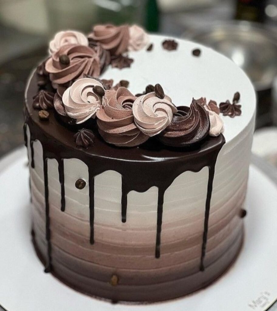 White cake with chocolate dips