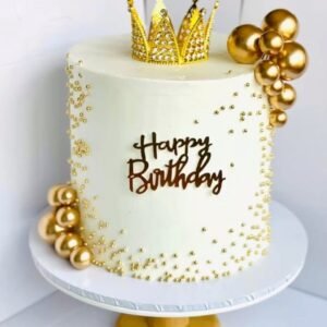 White mini golden crown cake