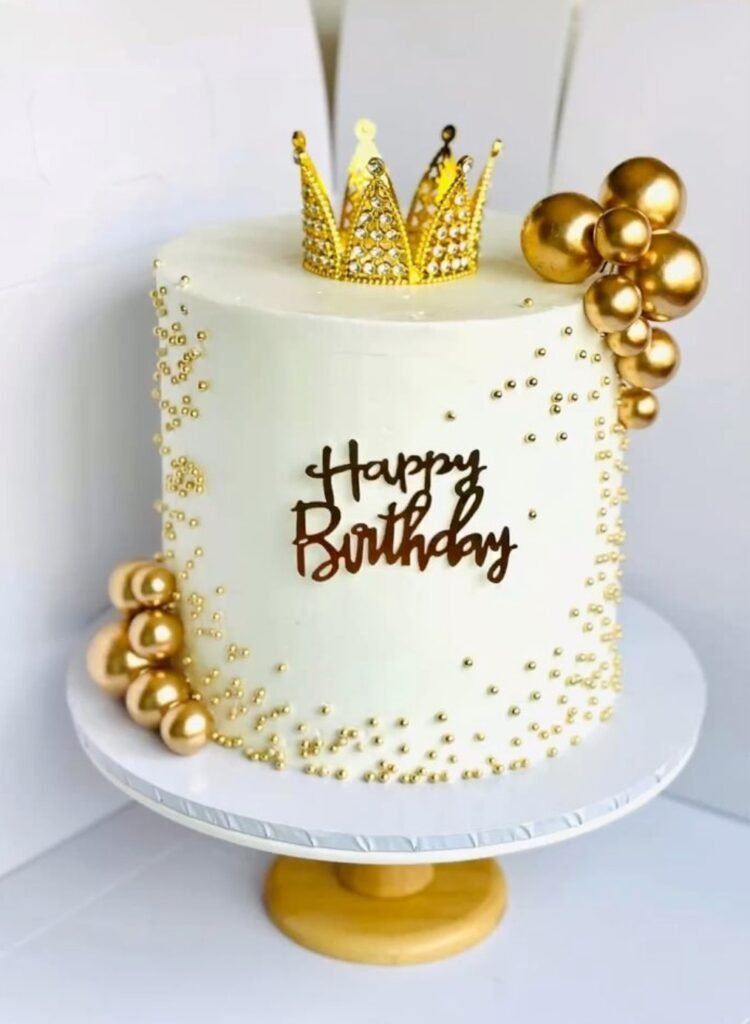 White mini golden crown cake