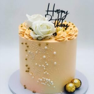 Beige cream cake with frerro choclate