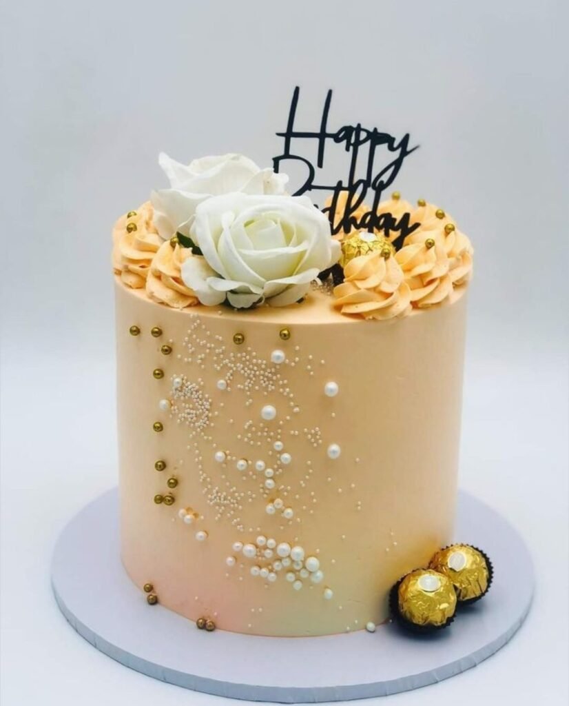 Beige cream cake with frerro choclate