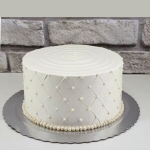 White criss cross cakes with beads
