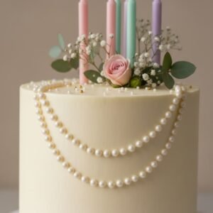 Off white cake with pearl lace
