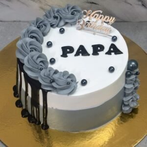 Grey and white theme cake