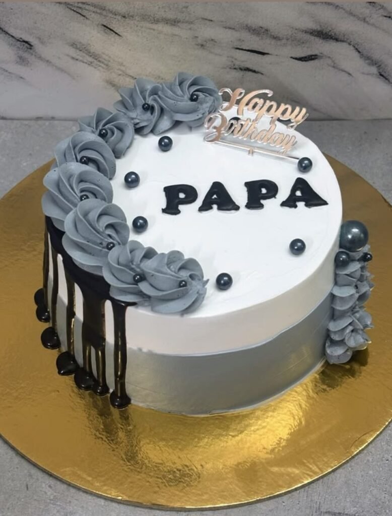Grey and white theme cake