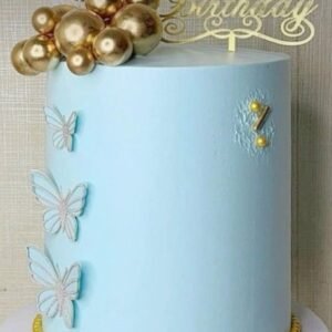 Sky blue cake with golden balls