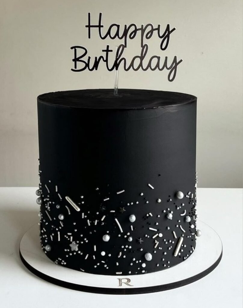 Black ganache cakes with imported sprinkles