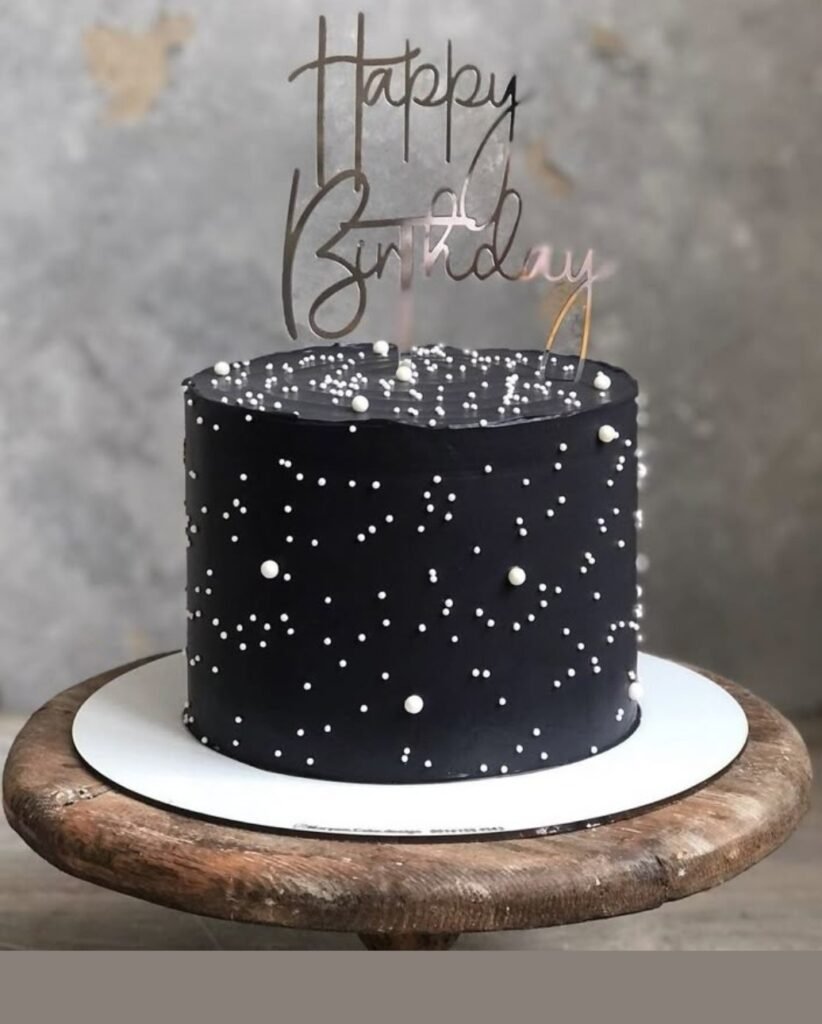 Brown butterfly big pearls cake