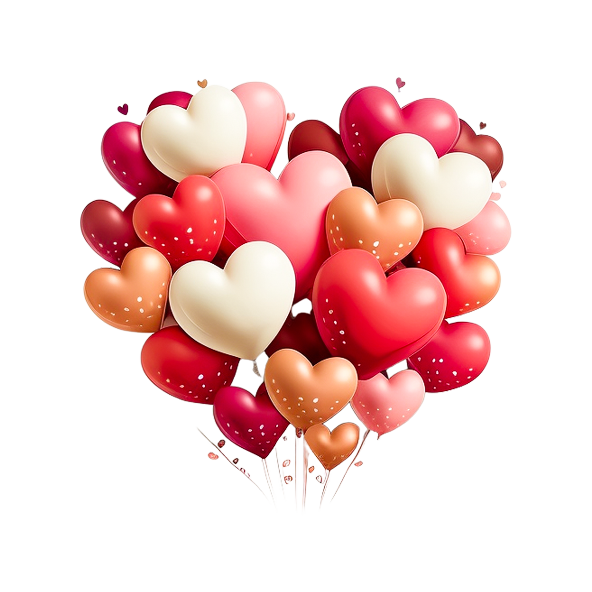cute red pink heart balloons bunch lovely 3d heart hd images free png
